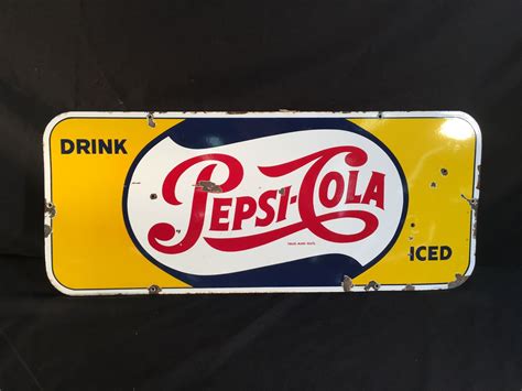 Vintage Pepsi Cola Metal Advertising Sign 29 Wide Able Auctions