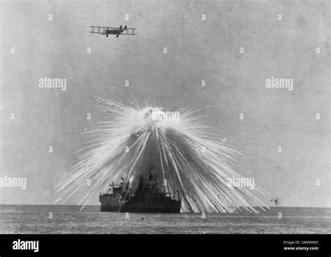 Ex Uss Alabama Bb 8 A White Phosphorus Bomb Explodes On A Mast Top