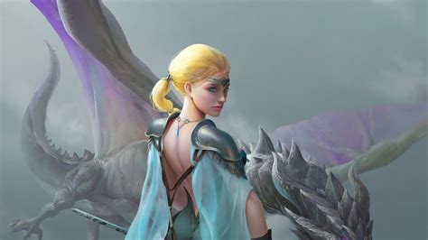 Warrior Girl Dragon Hd Artist 4k Wallpapers Images Backgrounds