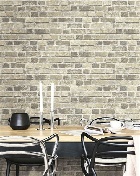 Distressed Brick Peel And Stick Wallpaper In Neutral By