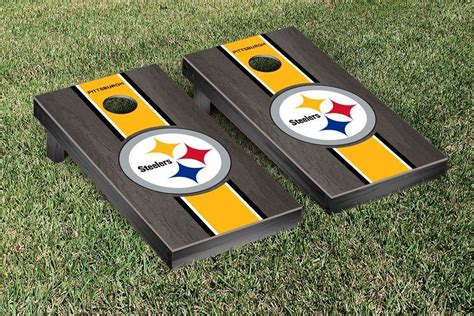 Pittsburgh Steelers Nfl Cornhole Boards Onyx Striped Version Cornhole