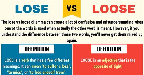 Lose Vs Loose How To Use Loose Vs Lose In English 7 E S L