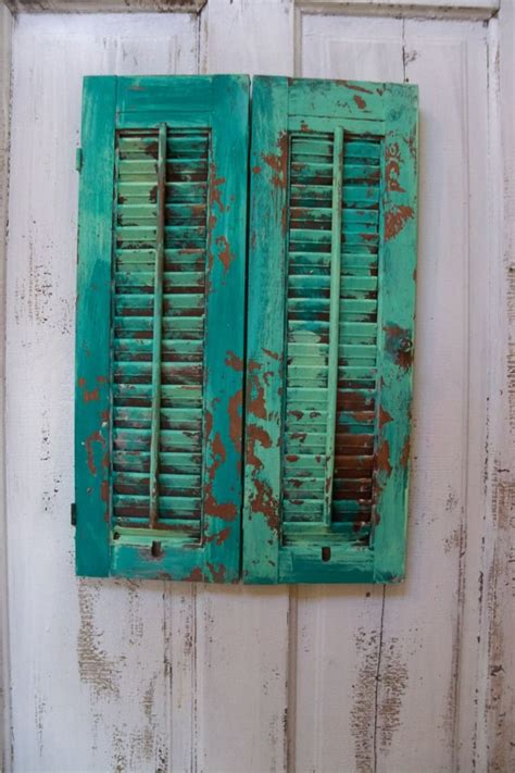 Calypso Blue Distressed Shutter Wooden Hand Painted Very Etsy
