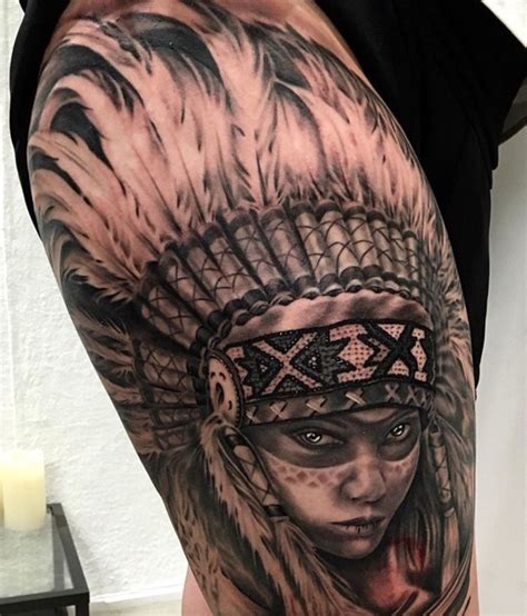 beautiful native american girl with headdress tattoo headdress tattoo native indian tattoos