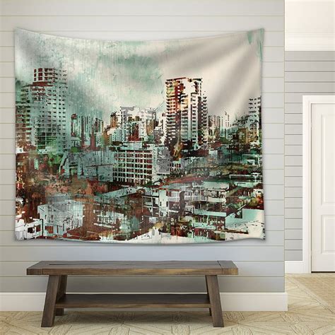 Wall26 Cityscape With Abstract Texturesillustration Painting Fabric