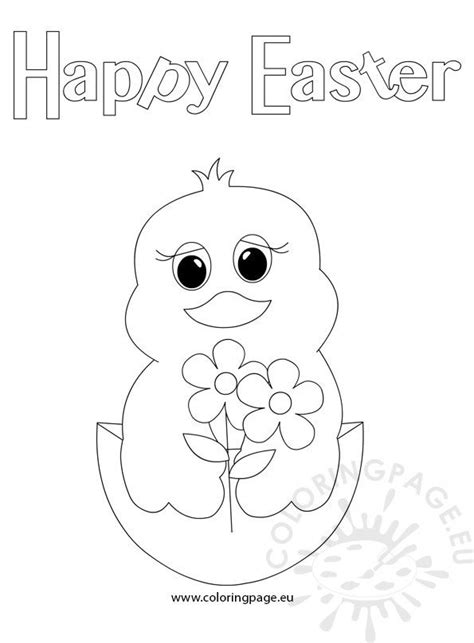 happy easter chick   shell coloring page