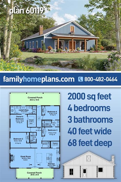 Barndominium Cottage Country Farmhouse Style House Plan 60119 With