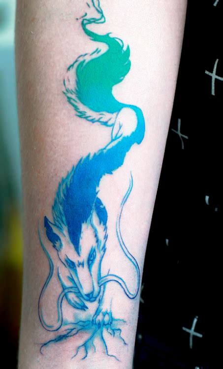 Spirited Away Haku Love The Style And Coloring Blue Tattoo