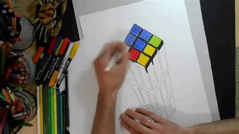How To Draw 3d Rubiks Cubecómo Dibujar Un Cubo De Rubik En 3d Youtube