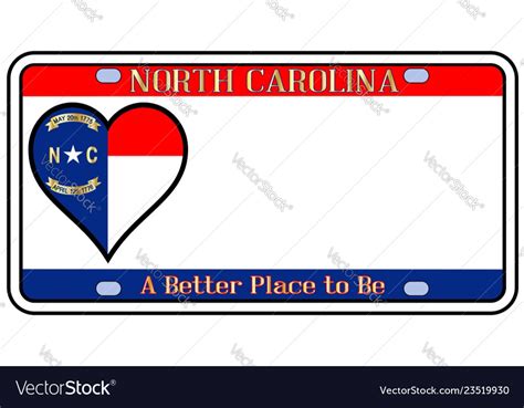 North Carolina License Plate Royalty Free Vector Image