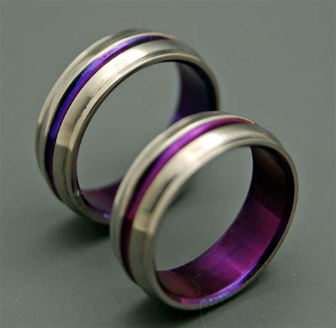 Passion For Purple Purple Handcrafted Titanium Custom Rings Wedding Ring Set Minter And