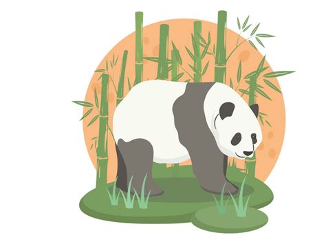 Cute Panda Bear Eating Bamboo Leaves Vector Illustration ~ Epicpxls