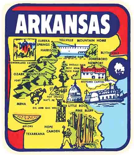 Arkansas Map Vintage Road Trip Collection