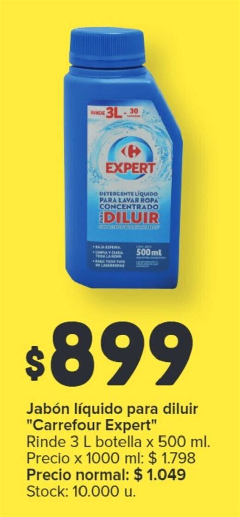 Jabón Líquido Para Diluir Carrefour Expert Rinde 3 L Botella X 500 Ml