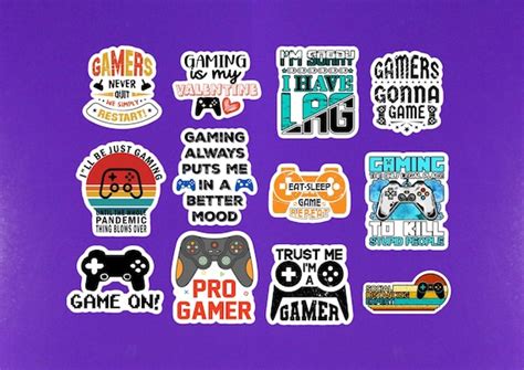 Set Of 12 Gaming Gamer Stickers Approx 2 On Longest Etsy