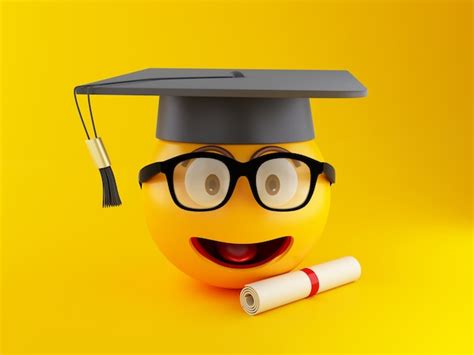 Emoji De La Graduación 3d Con El Casquillo Y El Diploma De La