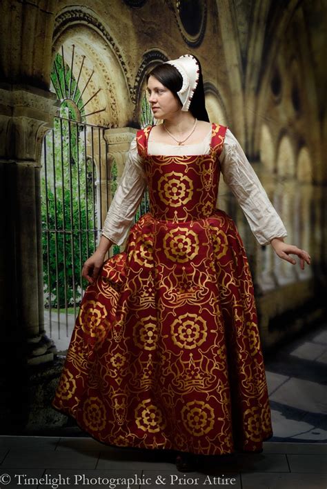 Tudor Kirtle In Brocade French Hood Renaissance Fashion Tudor
