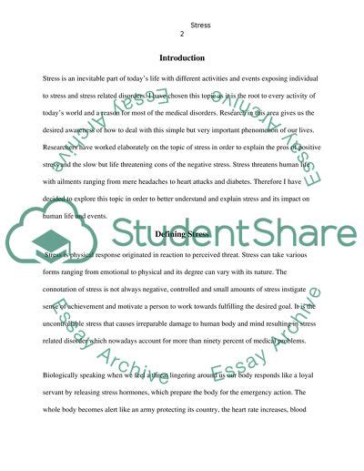 Research papers take time and effort. Stress: Analysis and Discussion Research Paper Example | Topics and Well Written Essays - 750 words