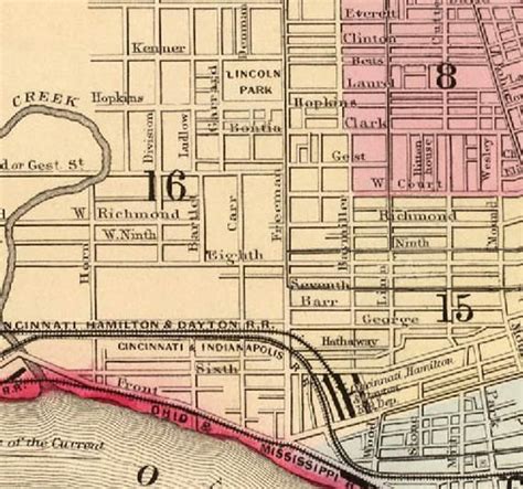 Old Map Of Cincinnati Antique Map Restored Cincinnati Map Etsy