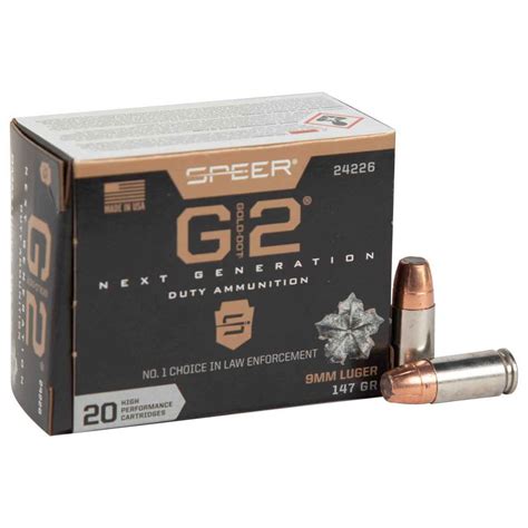 Speer Gold Dot 9mm Luger 147gr G2 Handgun Ammo 20 Rounds Sportsman