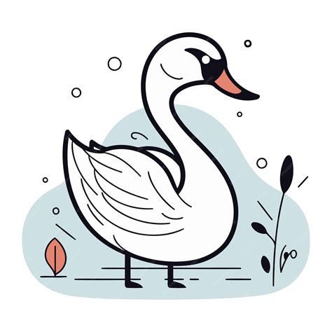 Premium Vector Cute Swan On A White Background Vector Illustration In