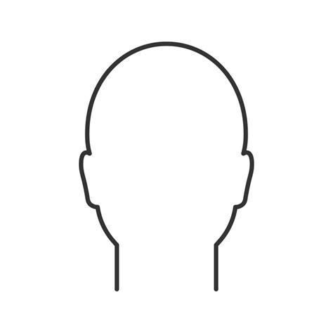 Human Head Linear Icon Mans Face Frontal View Thin Line Illustration