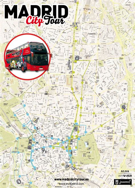 Map Of Madrid Hop On Hop Off Bus Tour With Madrid City Tour Bus