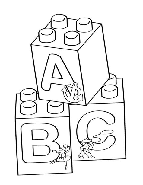 Lego A B C Blocks Coloring Page Free Printable Coloring Pages