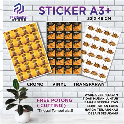 Stiker A Sticker Label Kemasan Cetak Plus Cutting Bahan Chromo