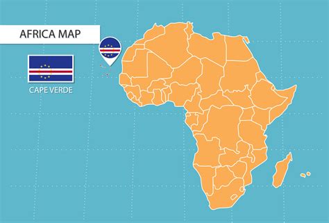 Cape Verde Map In Africa Icons Showing Cape Verde Location And Flags