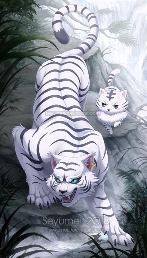 Com Kohaku The White Tiger By Seyumei Anime Animal Drawings Drawings