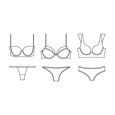 Premium Vector Lingerie Underwear Panties Bra Bustiers Drawn Vector