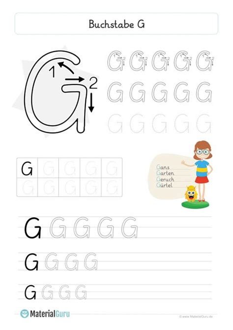 Beispielsweise können hier übungsblätter, zum einmaleinsrechnen, für die klassen 3 und 4 ausgedruckt werden. Buchstabe G in 2020 | Buchstabe g, Buchstaben lernen ...