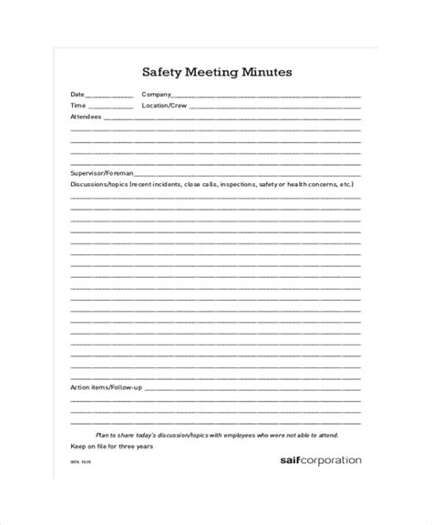 Safety Meeting Minutes Template Great Professional Template