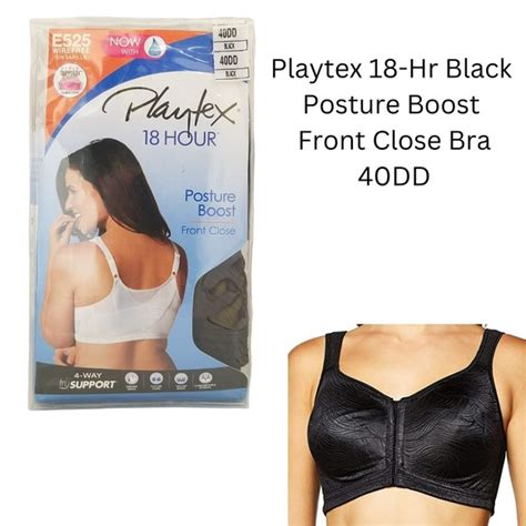 Playtex Intimates And Sleepwear Playtex 8 Hour Bra 4dd Black Front Close Wirefree Posture