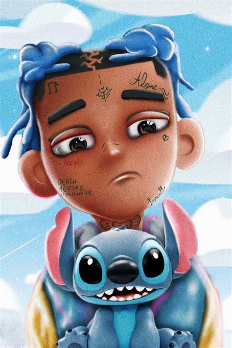 Xxxtentacion X Stitch Favorite Blue Poster Poster Canvas Wall Art Print Rugsers