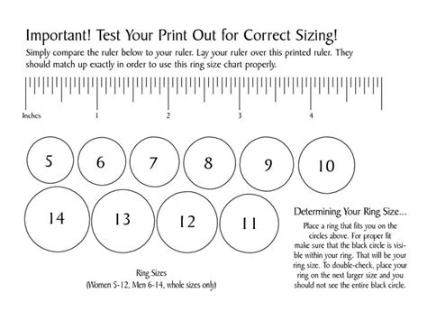 Ring Size Chart Print Out Ag Jewelry Boutique
