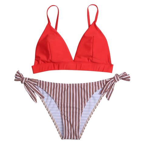 Langstar Bikini 2018 Spaghetti Strap Swimwear Women Swimsuit Padded