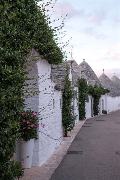 View Of Street Of Conical Roof Of Traditional Trulli House In