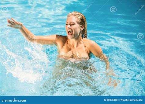Beautiful Woman Enjoying In Swimming Pool Stock Photo Image Of Caucasian Eyes