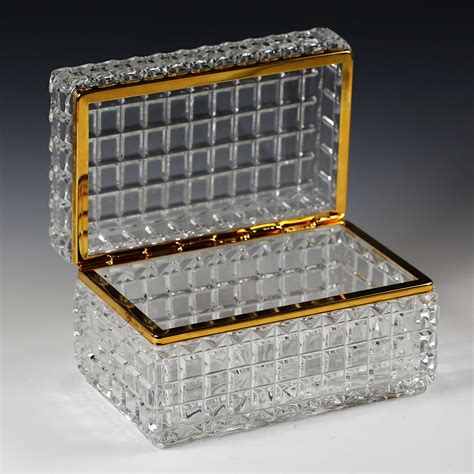 Large Clear Crystal Trinket Or Jewelry Casket Or Box With Hinged Lid From Memorablecollection On