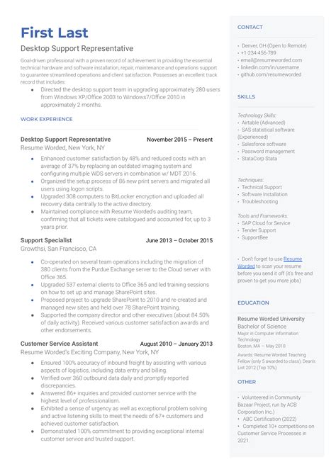 IT Help Desk (Entry Level) Resume Examples for 2024 | Resume Worded
