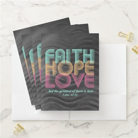 Faith Hope Love Christian Bible Verse Retro Pocket Folder