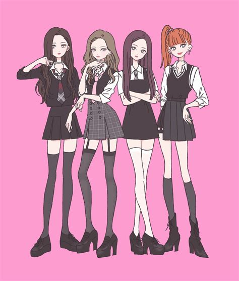 On behalf of yg entertainment inc. たなか on Twitter | Blackpink anime, Bff drawings, Kpop drawings