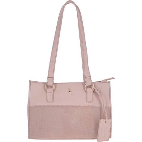 Small Compact Leather And Suede Handbag Dusty Pink 62450 Handbags