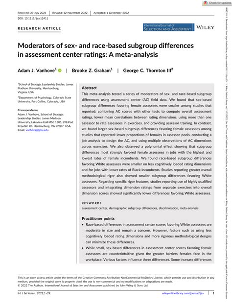 Pdf Moderators Of Sex And Race Based Subgroup Differences In