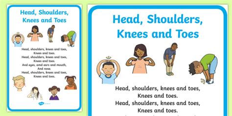 Head Shoulders Knees And Toes Nursery Rhyme Large Display Poster