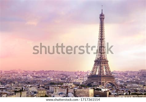 Sunset Eiffel Tower Paris City View Stock Photo Edit Now 1717361554