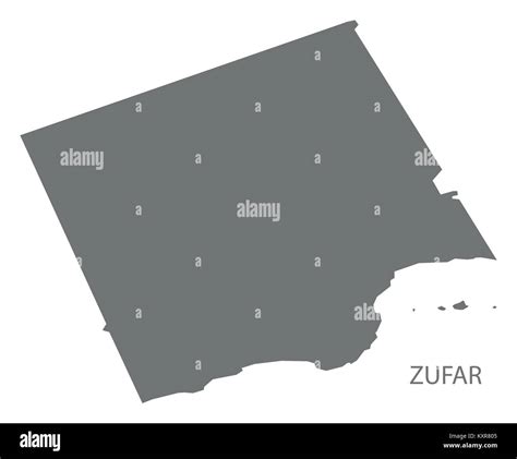 Zufar Karte Von Oman Grau Abbildung Silhouette Form Stock Vektorgrafik