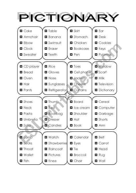 Funny Pictionary Words For Adults Chit Chat And Small Talk March